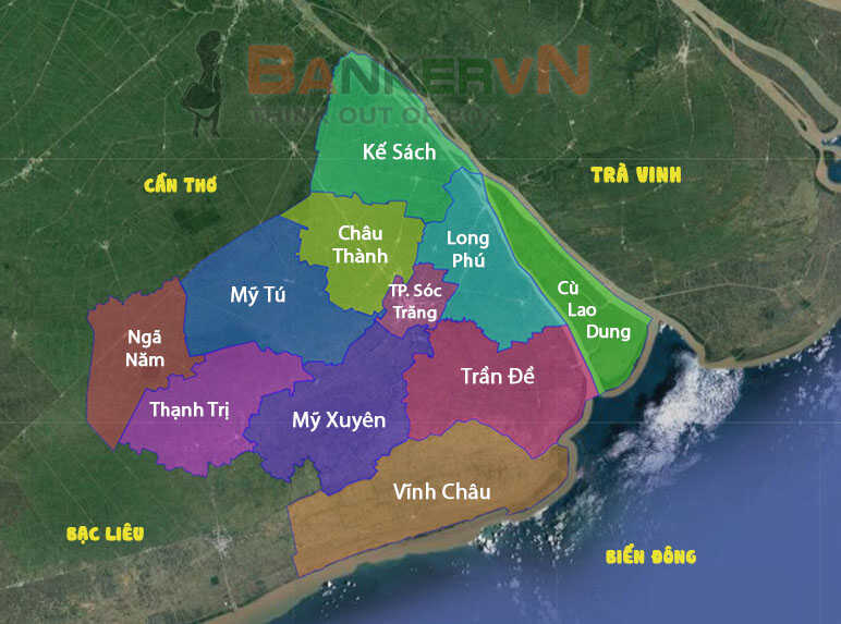 Bản đồ các huyện thị trong toàn tỉnh Sóc Trăng