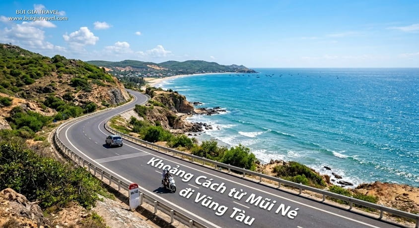 Khoảng cách từ Mũi Né (Phan Thiết) đến thành phố Vũng Tàu dao động từ 160km đến 180km tùy thuộc vào cung đường di chuyển: