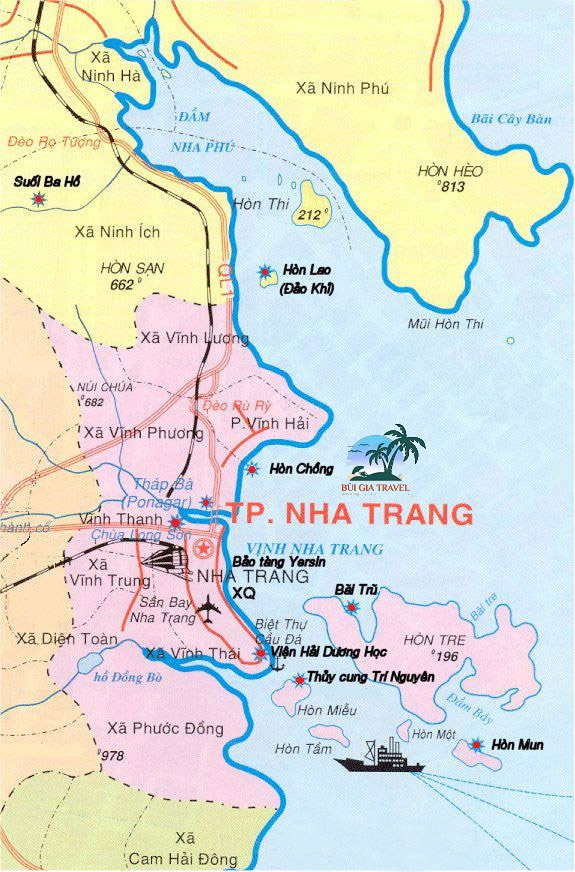 Bản đồ các địa điểm thăm quan du lịch Nha Trang