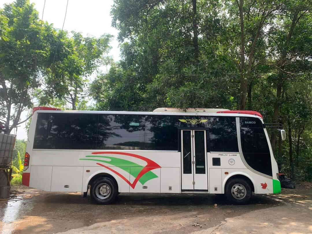 Ngoại thất xe khách Samco 29 chỗ đời mới với thiế kế sang trọng hiện đại